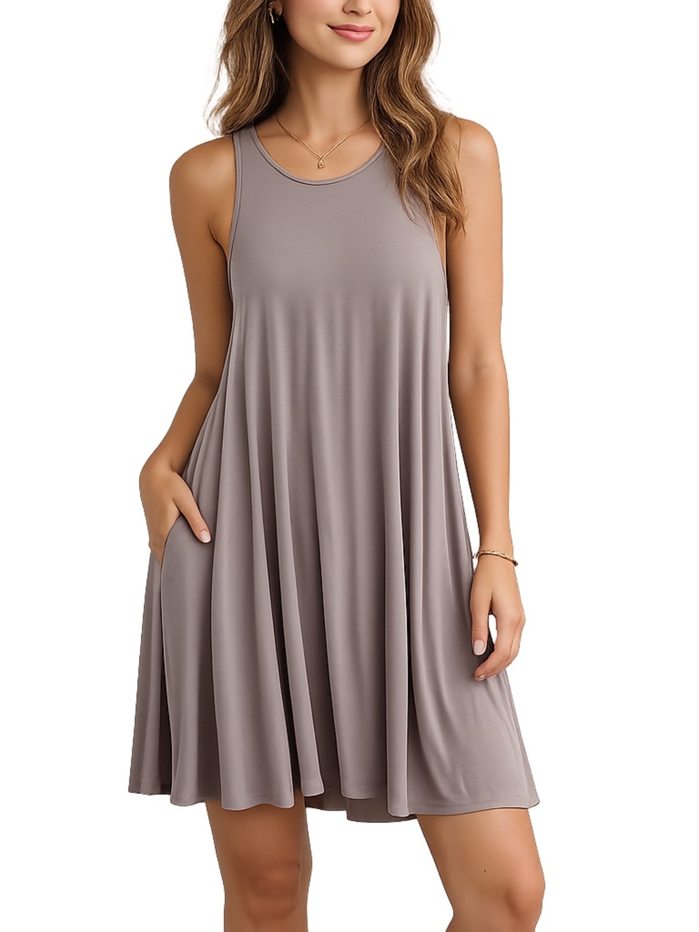 Altar'd State Mauve Brown Scoop Neck Dress size Large